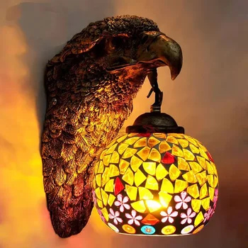 Средиземноморский настенный светильник ручной работы из смолы Lampara Eagle Head Домашний декор для бара, кафе, столовой, коридорных светильников