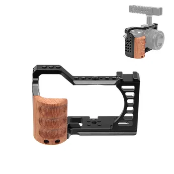 Стабилизатор камеры с металлической рамкой PULUZ с деревянной ручкой для Sony Alpha 7C / ILCE-7C / A7C