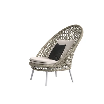 Уличный диван, ротанговый стул, садовый ротанговый стул, ротанговый стул во дворе, плетеный из веревки ротанговый стул, кресло для отдыха для одного человека