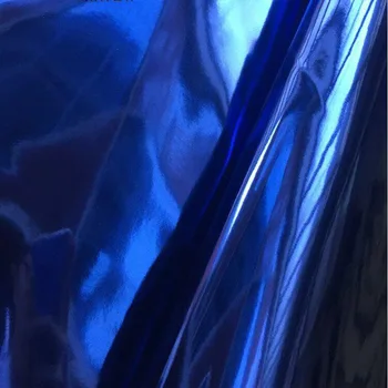 Хорошая яркая королевская синяя Микро-эластичная искусственная кожа, блестящее металлическое зеркало, дизайнерская ткань, материал для шитья, сценическая одежда/ платье своими руками
