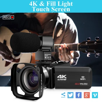 Цифровая Видеокамера 4K 48MP UHD Для Youtube Vlog 18X WIFI Видеокамера HDMI Камера Прямой Трансляции С Поворотом Сенсорного ЖК-экрана Рекордер