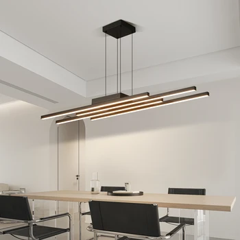 Черная скандинавская люстра современная минималистичная барная стойка гостиная столовая свет алюминиевый материал светодиодная лампа дизайнерский стиль