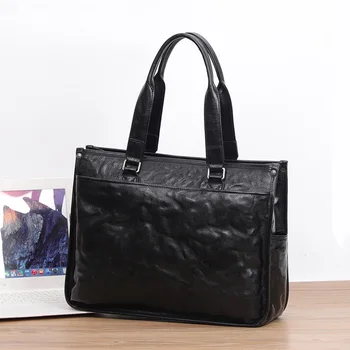 AETOO мужской портфель для пригородных поездок большой емкости, кожаная мужская сумка, большая сумка для деловой поездки, дорожная сумка для компьютера, большая сумка-тоут