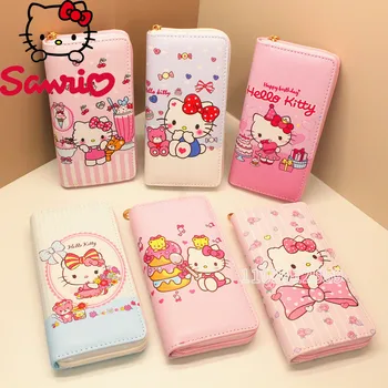 Sanrio Hello Kitty Новый кошелек Роскошный Брендовый женский кошелек для монет Большой емкости с несколькими отделениями для карт Модный женский кошелек высокого качества