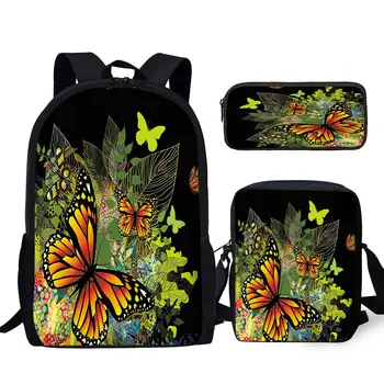 YIKELUO 3D Дизайн бабочки Прочный брендовый рюкзак с регулируемым плечевым ремнем, сумка для студенческих учебников, сумка-мессенджер, упаковка от насекомых
