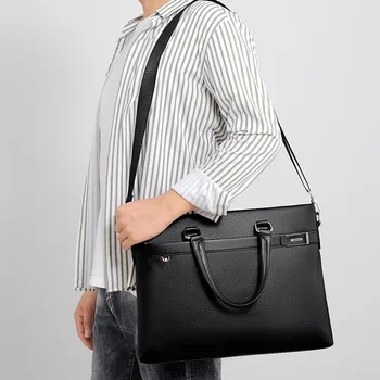 Деловая сумка большой емкости, мужской портфель, мужская сумка из мягкой кожи формата А4, сумка через плечо, сумка для компьютера, сумка для файлов