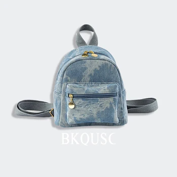 Женская школьная сумка в стиле ретро, мини-джинсовый рюкзак, женские повседневные сумки, женский стильный маленький рюкзак для колледжа