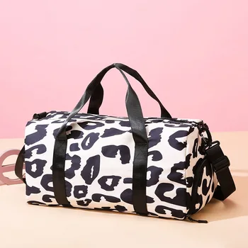 Портативная дорожная сумка большой емкости для хранения в сухом и влажном состоянии, деловая сумка для фитнеса с леопардовым принтом