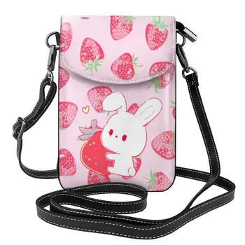 Свежая клубничная сумка через плечо с милым кроликом, уличная одежда, кожаные женские сумки, женский модный стильный кошелек