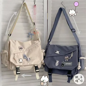 Японские сумки через плечо в стиле харадзюку для женщин и мужчин, нейлоновая сумка для старшеклассников, сумка для книг, кошельки и сумочки, сумка с несколькими карманами Bolso